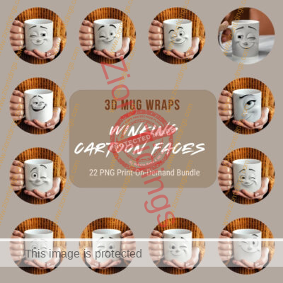 3D Mug Wrap - Winking Faces