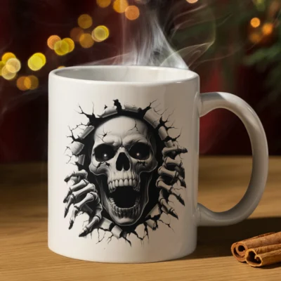 3D Halloween Skull Mug Cover