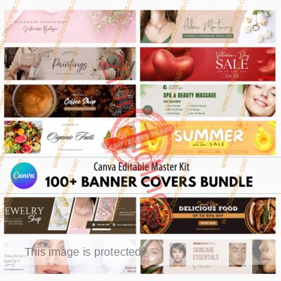 100+ Canva Editable Banner Covers Bundle