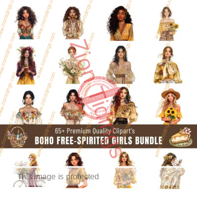 Boho Girls Clipart Collection